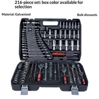 Ensemble d'outils de réparation automobile professionnel de 216 pièces, clés à cliquet en acier au chrome-vanadium, douilles pour voitures, clés combinées, boîte à outils