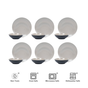 Promotion de septembre : Assiettes et bols de cuisine ronds au design unique, service de vaisselle en céramique, service de vaisselle en grès lisse pour la décoration - Product Image 6