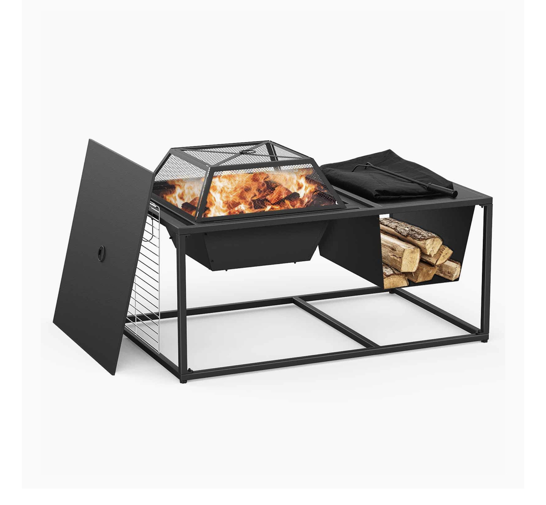 New rectangular fire pit table firewood savings outdoor heating yard party