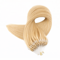 Extensions de cheveux naturels blonds à micro-anneaux, cheveux humains lisses, double épaisseur, vente en gros