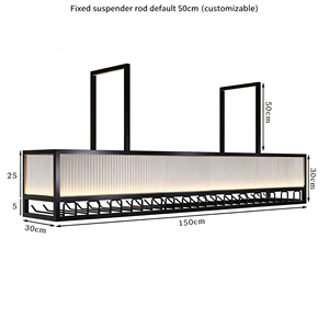 Suspension LED moderne <span class=keywords><strong>pour</strong></span> <span class=keywords><strong>bar</strong></span> à vin avec porte-verres, étagère à bouteilles suspendue en métal noir <span class=keywords><strong>pour</strong></span> îlot de cuisine ou <span class=keywords><strong>bar</strong></span> - Product Image 6