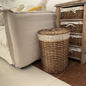 Willow <strong>Laundry</strong> <strong>Basket</strong> Round <strong>Wicker</strong> Woven Natural Home Clothes Storing Large Willow <strong>Laundry</strong> <strong>Basket</strong> - Product Image 1