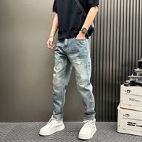 Jeans en denim déchiré style rétro hip-hop, coupe large, taille mi-haute, polyester, pour homme, très baggy.