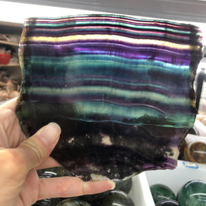 Wholesale High Quality rainbow Fluorite Slice Healing Crystal Slab Folk Crafts for Decoration