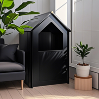 Maison pour chat en métal à deux étages, style moderne, respirante, intérieure/extérieure, avec fermeture à bouton, design pliable pour le salon
