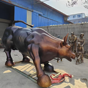 Artesanía de metal grande personalizada de fábrica-Diseño famoso Acero inoxidable Bronce Wall Street Bull Escultura <span class=keywords><strong>Ganado</strong></span> al aire libre pulido - Product Image 2