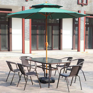 Al Aire Libre redondo francés <span class=keywords><strong>Bistro</strong></span> círculo sillón sillas al aire libre Metal ratán mimbre jardín flor silla con paraguas - Product Image 4