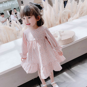 Robes pour Filles en Bas Âge GR48 en Coton Casual, Style Princesse, Manches Longues, Imprimé Floral, Longueur Genou, Robe Écologique Respirante - Product Image 3