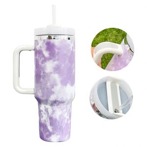 Large Capacity Beer Mug Water Bottle <b>40oz</b> Ocen Blue Mugs Vacuum Insulated Tie-Dye Stainless Steel <b>Tumbler</b> <b>with</b> <b>Handle</b> and Straw - Product Image 1