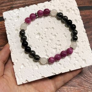 Bracelet en pierre naturelle avec perles de verre colorées, Chakra Couronne, Produit spirituel professionnel, Photos pour grossistes, Pré-production - Product Image 1