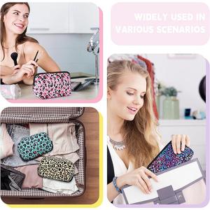 Grande capacité, trousse de maquillage en néoprène imperméable avec fermeture éclair, <span class=keywords><strong>pochette</strong></span> de voyage portable pour femmes - Product Image 5