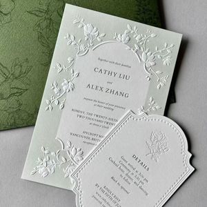 Invitations de mariage personnalisées imprimées en typographie, gaufrées, papier d'art de luxe, impression UV pour événements professionnels B2B, livraison rapide - Product Image 2