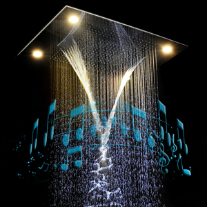 Juego de ducha con música, cortina de cascada de niebla de lluvia, cabezal de ducha led de 600x800mm, 6 funciones, termostática - Product Image 3