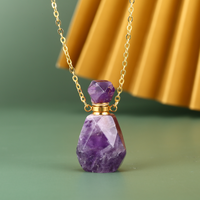 Pendentif de luxe en pierre naturelle, diffuseur d'huiles essentielles, flacon de parfum, collier, bijoux