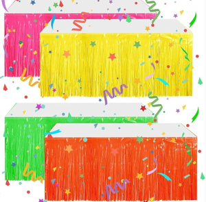 Neon Theme Fluorescent Table Skirt Rain-like Design Dessert Table Decoration for Birthday Festive Promotional Party Supplies