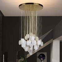 Lustre de salle à manger en marbre d'alabastro pour villa à plafond haut, style nordique européen, pour escalier de duplex et hôtel