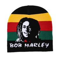 Gorro de Punto Jacquard con Bordado 3D, 100% Acrílico, a Rayas, con Botones, para Exteriores, Personalizado, Estilo Hip-Hop, para Hombre, Estilo Rasta