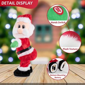 Danse électrique noël peluche poupée en peluche chantant anglais espagne chanson noël père noël jouets pour enfants père noël twerk - Product Image 3