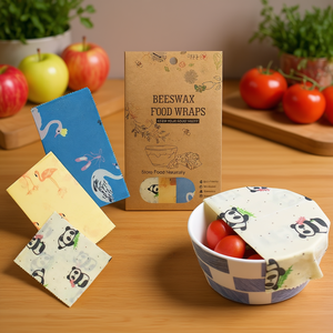 Set di Involucri per Alimenti in Cera d'Api Ecologici, Piccoli, Medi e Grandi, Riutilizzabili, in Tessuto Naturale, per la Conservazione della Freschezza in Cucina - Product Image 2