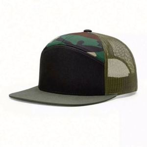 Custom 7 Panels Plain Flat Brim Mesh Patch logo Richardson 168 Double Breasted Buckle Sporty Common Trucker <b>Hat</b> - Product Image 2