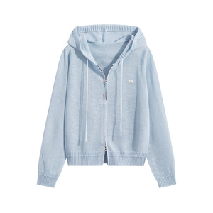 Nuovo Cardigan da <span class=keywords><strong>donna</strong></span> estivo con cappuccio lavorato a <span class=keywords><strong>maglia</strong></span> in <span class=keywords><strong>lino</strong></span> di seta con doppia cerniera giacca a maniche lunghe rilassata felpa con cappuccio - Product Image 1