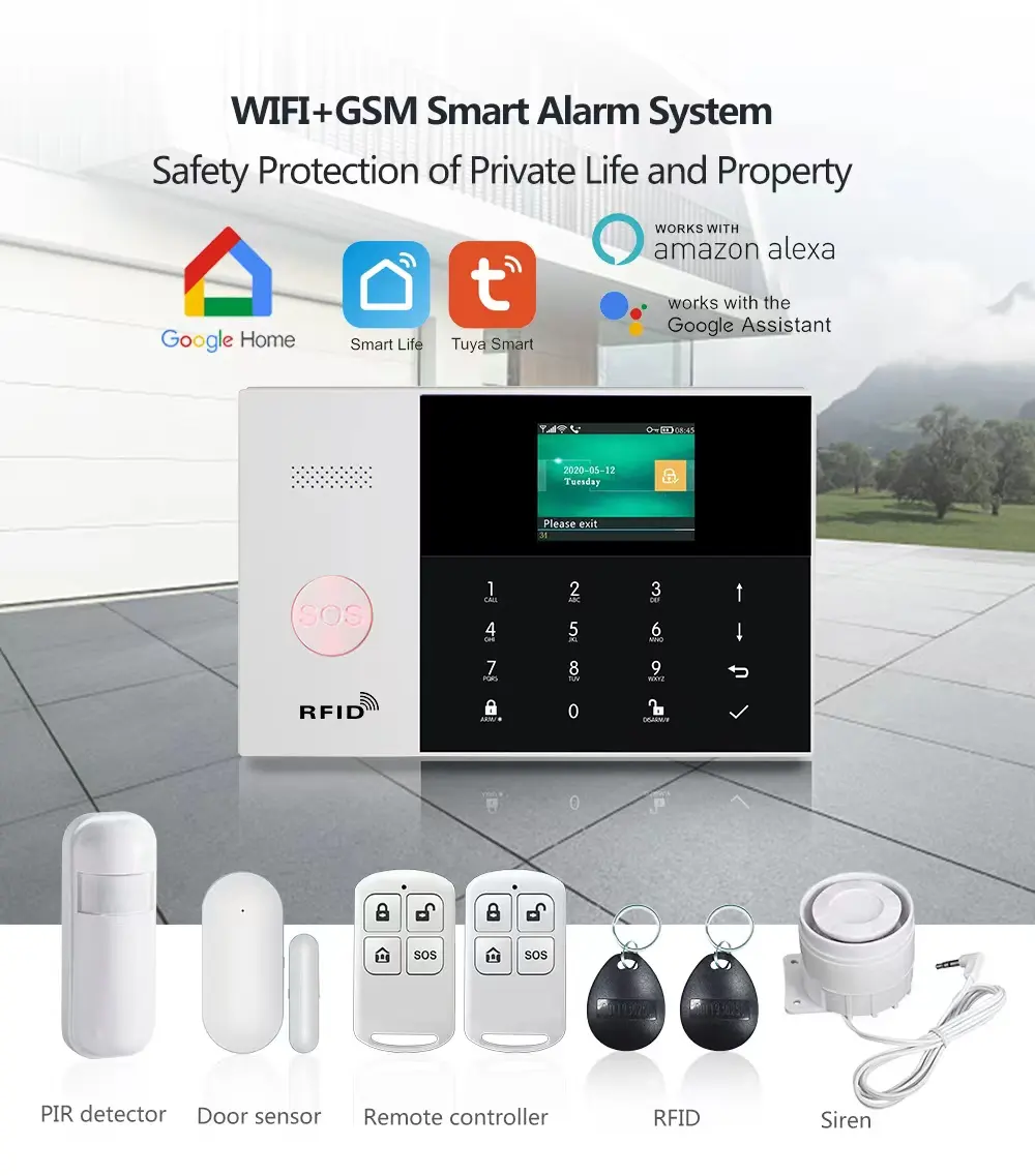Anti-theft Alarm Wifi Dual Network Smart Burglar Wireless Gsm Security Fire Home Alarm System With Emergency Help Button