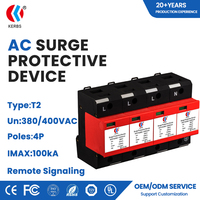 Parafoudre 100kA 4P 385V AC T1/T2 haute capacité sur rail DIN pour systèmes de distribution électrique IEC