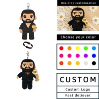 Llavero de Peluche Personalizado de Rapper con Trofeo Dorado, Muñeco de Peluche Suave con Clip Metálico para Mochilas, Regalos Coleccionables