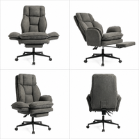 Chaise de bureau ergonomique pivotante à dossier croisé avec accoudoirs rabattables en polaire Teddy et repose-pieds – Vente chaude