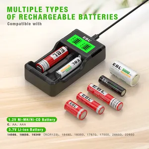 EBL Universal 1.2V Ni-MH Ni-CD Rechargeable C AA 18650 Battery Charger For 3.7V Lithium Ion Rechargeable Batteries