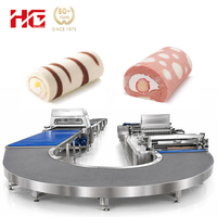 Chaîne de production de gâteaux roulés HG haute capacité en acier inoxydable, four de cuisson automatique à ponts, machine à trancher la pâte et les gâteaux