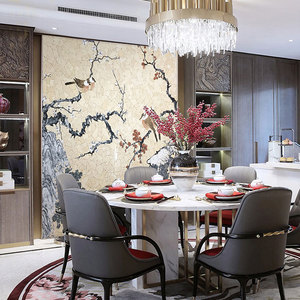 Tranh Nghệ Thuật Treo Tường Khảm Đá Cẩm Thạch Tự Nhiên Cắt Thủ Công Thiết Kế Hoa Và Chim Thanh Lịch Gạch Tranh Tường Đá Trang Trí Nhà Cửa - Product Image 5