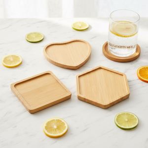 Multi-use Natural Bamboo <b>Coasters</b> Mini Jewelry Tray Non-slip <b>Drink</b> <b>Coaster</b> Home Vanity Decor Wedding Traditional Customizable - Product Image 1