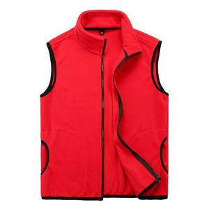 เสื้อกั๊กขนแกะสีแดงสำหรับผู้ชาย เสื้อกั๊กกีฬากลางแจ้งสำหรับฤดูหนาว มีกระเป๋าซิป - Product Image 1