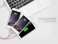 Kabel USB Pengisian Cepat 3in1 3A Bahan Nilon Konduktor Tembaga Murni Konektor USB 3.0 Micro USB Type-C dan USB-A