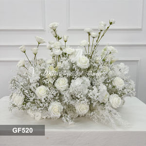 DKB Hot Sale Wedding Graduation Decoration 80cm White Rose Silk Plastic Artificial Flowers Real Touch Aisle Runner Floor Display - Product Image 3