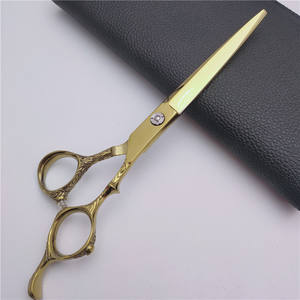 Ciseaux de coiffure professionnels dorés 7 pouces, ciseaux plats en acier inoxydable 440C, pour droitiers, pour usage en salon - Product Image 1