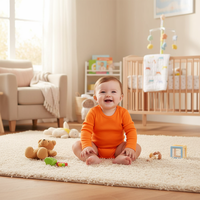 Combinaison bébé à manches longues en coton pur 190g, couleur unie, avec certification OEKO-TEX et CPC