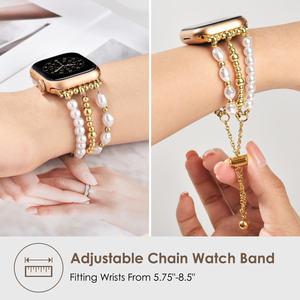 <span class=keywords><strong>Bracelet</strong></span> à perles <span class=keywords><strong>compatible</strong></span> avec le <span class=keywords><strong>bracelet</strong></span> <span class=keywords><strong>Apple</strong></span> <span class=keywords><strong>Watch</strong></span>, <span class=keywords><strong>bracelet</strong></span> extensible en perles faites à la main pour femmes, pour iWatch Series - Product Image 4