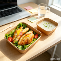 Conteneur alimentaire en papier kraft à fond plat carré avec couvercle en PET, bol à salade à emporter, boîte à lunch écologique pour la restauration