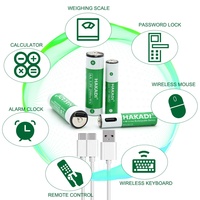 HAKADI-batería AA de iones de litio recargable, 1,5 V, 2500mWh, AA, con USB para despertador y teclado inalámbrico