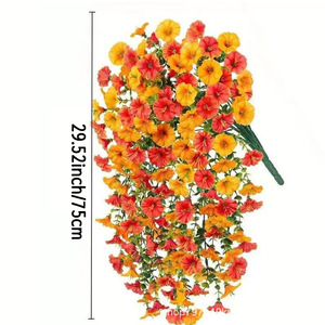 H358 Guirnaldas Artificiales de Eucalipto y Gloría de la Mañana, Decoración para Colgar en la Pared, Flores de Trompeta, Protección Solar para Exteriores - Product Image 6