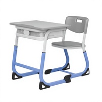 Ensemble chaise et bureau d'étudiant en plastique robuste, cadre métallique moderne et durable, mobilier scolaire pour salle de classe