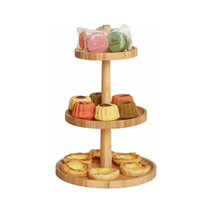 Christmas Gift 3 Tier Cupcake Stand Wooden Cake Holder Dessert Display Plates Tower