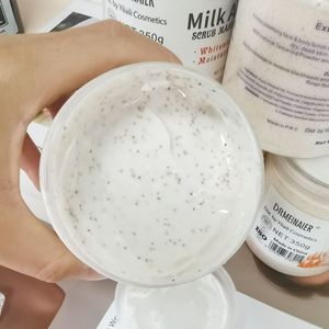 Crème de massage exfoliante pour le corps au <span class=keywords><strong>lait</strong></span> de rose, thé vert et aloe vera, exfoliante et détoxifiante, 350g, usage général - Product Image 3