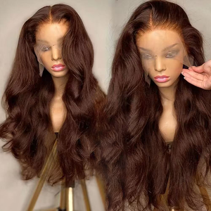 무접착제 가발 인모 초콜릿 컬러 바디 웨이브 레이스 프론트 13x6 hd 레이스 정면 가발 도매 원시 인도 인모 - Product Image 1