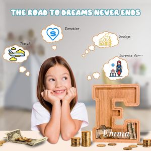 Hucha creativa para ahorrar dinero con decoración acrílica de madera personalizada para niños y adultos - Product Image 4
