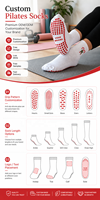 Chaussettes de yoga et de Pilates personnalisées en gros, antidérapantes, respirantes, avec impression personnalisée, pour studio de fitness et cours de yoga