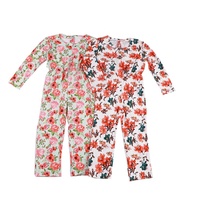 Combinaison à manches longues pour bébé fille, imprimé floral, en coton confortable, décontractée, une pièce, motif de fleurs mignonnes pour enfants