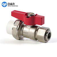 D & R Versatile Rouge Alu Poignée 20mm Ppr Connecteur 1/2 pouce Métal Union Filetage Femelle Vanne À Bille En Laiton Utilisable pour Les Systèmes De Conduite D'eau